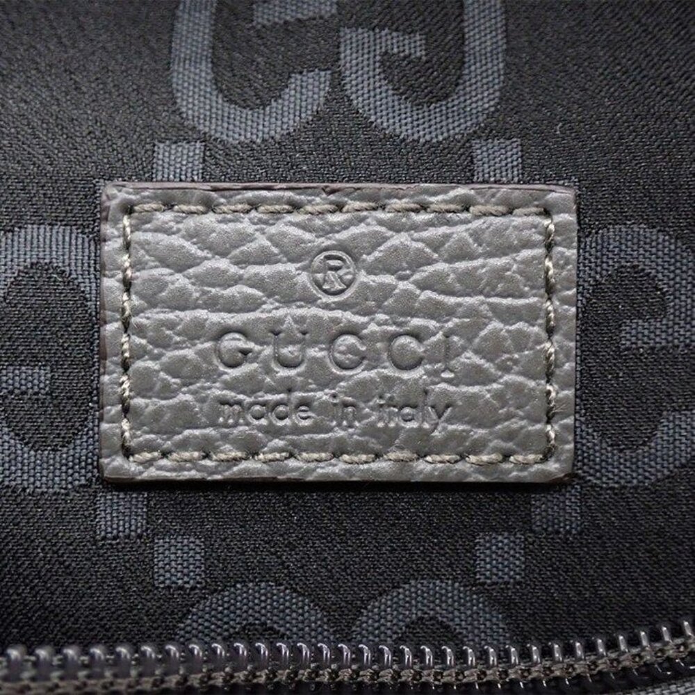 Gucci Belt Bag Large Facpm 1246 Dark Grey Black GG Nylon Leather Silver - Picture 7 of 10